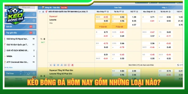 Kèo bóng đá hôm nay nhận định, soi đa dạng kèo phục vụ nhu cầu của người chơi
