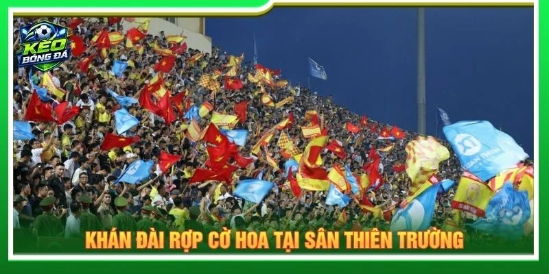 Khán đài rợp cờ hoa tại sân Thiên Trường