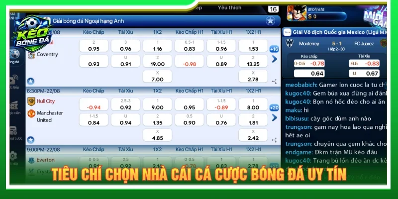 Những tiêu chí lựa chọn nhà cái cá cược bóng đá uy tín cho dân bet